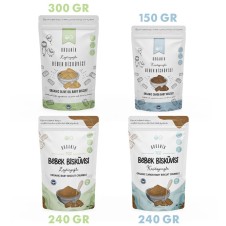 4'LÜ ORGANİK KEÇİBOYNUZLU VE ZEYTİNYAĞLI BEBEK BİSKÜVİSİ VE BİSKÜVİ TOZU SETİ