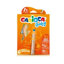 Carioca Jumbo Bebek Ahşap Gövdeli Boya Kalemi 3 IN 1 6'lı Kalemtraş Hediyeli +1 Yaş