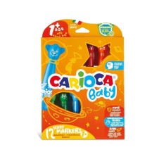 Carioca Teddy Jumbo Bebek Süper Yıkanabilir Keçeli Boya Kalemi 12'li +1 Yaş